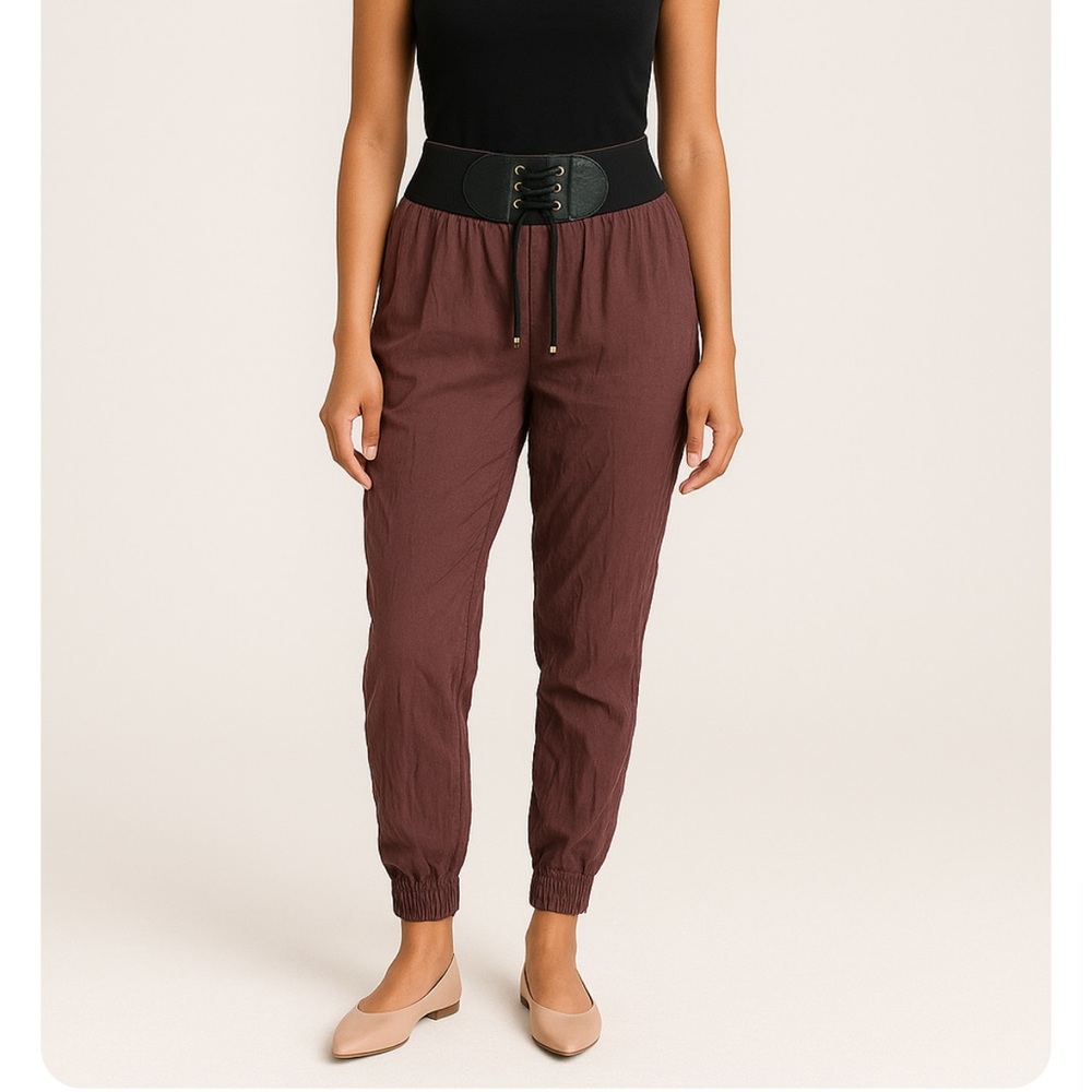 Stretch Waist Women's Chocolate Brown Jogger Pants